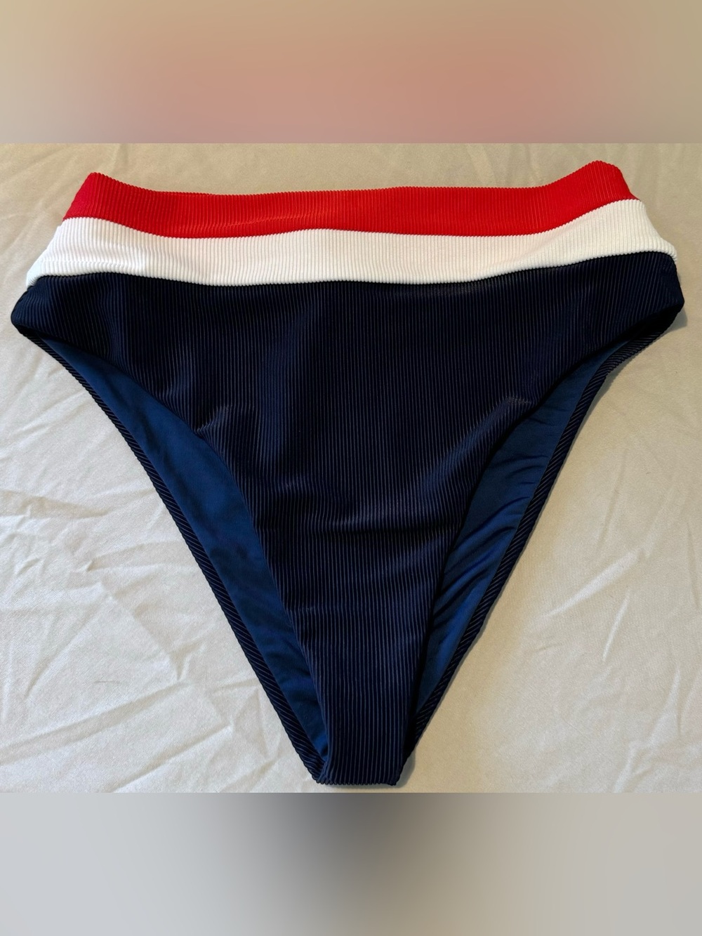 Beach Riot Heidi Liberty ~ Red, White and Blue Ribbed Bikini Bottom